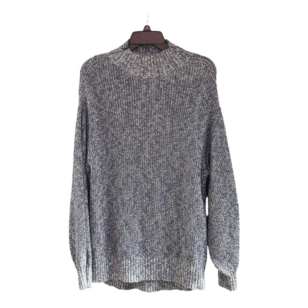 Aerie Sweater Womens Medium Blue‎ White Open Knit Lux Speckle Hygge Batwing